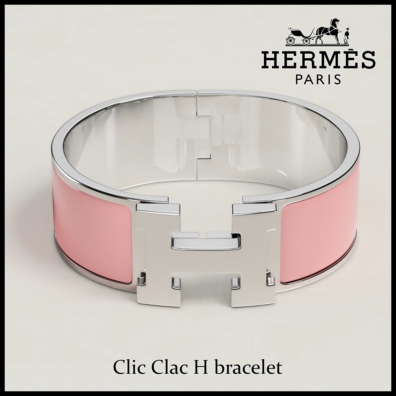 国内発送★Hermes上品なピンク クリック クラック Hブレスレット