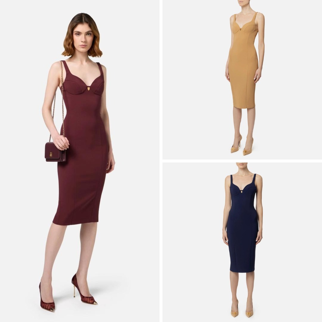 《送料無料》ELISABETTA FRANCHI Stretchcrepedresswithcupcut