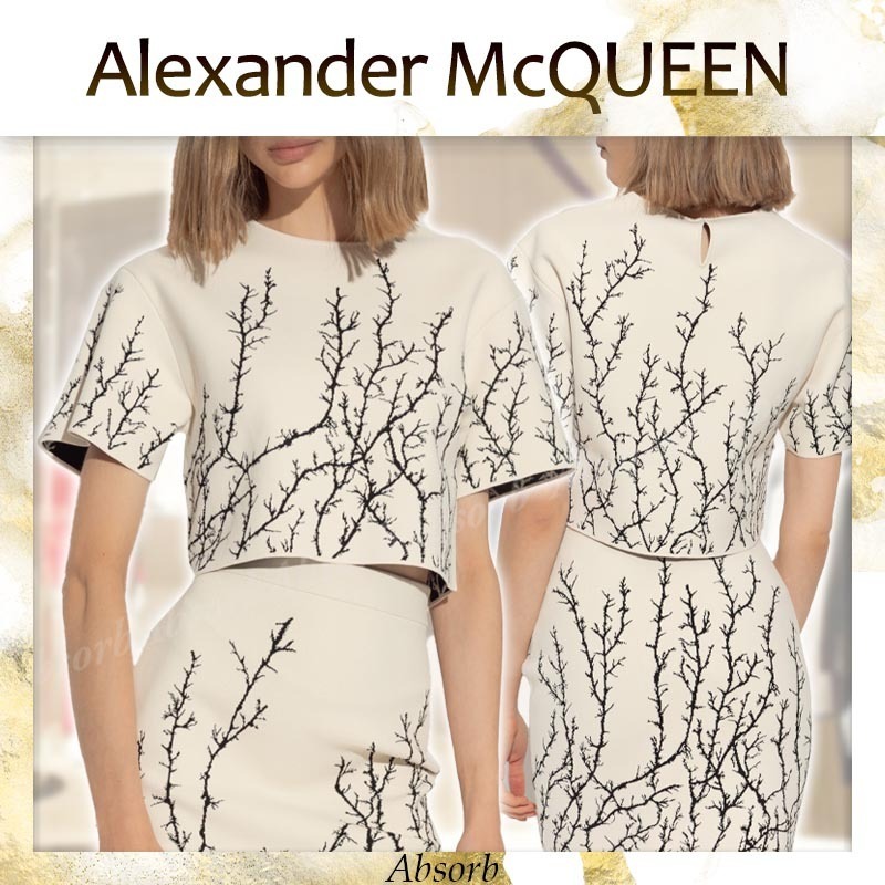 【24AW NEW】Alexander mcqueen / クロップド トップ / Cream