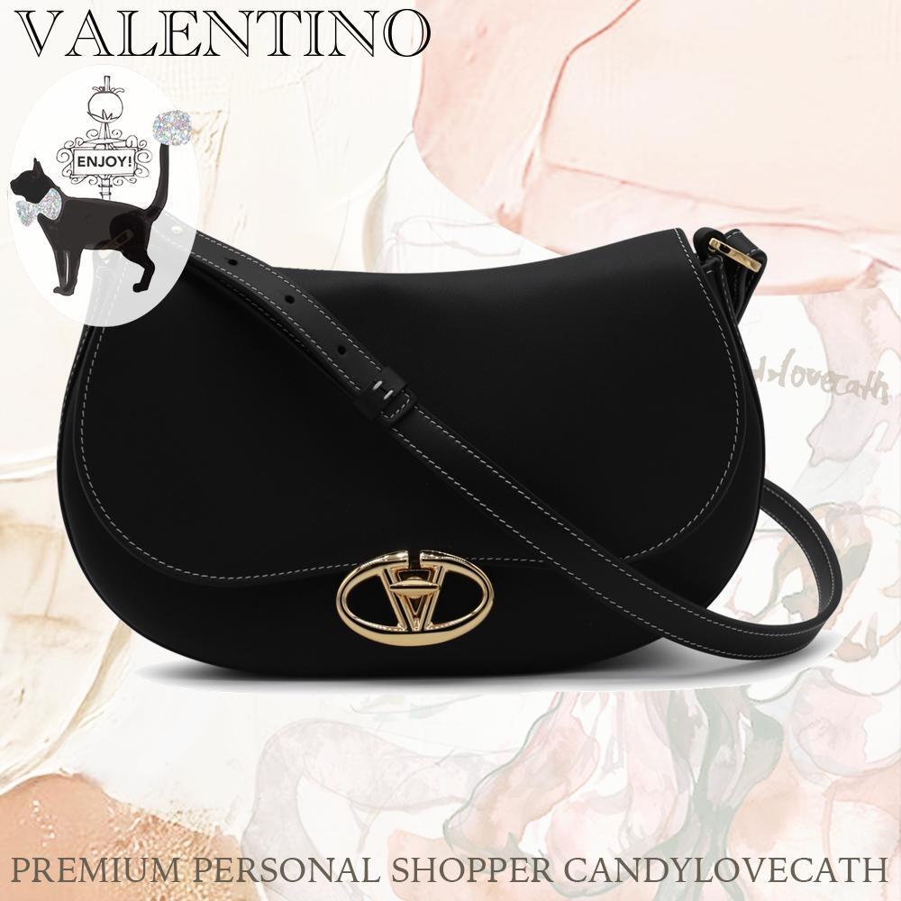 ショルダーバッグ・ポシェット VALENTINO GARAVANI BLACK LEATHER OHVAL SHOULDER BAG