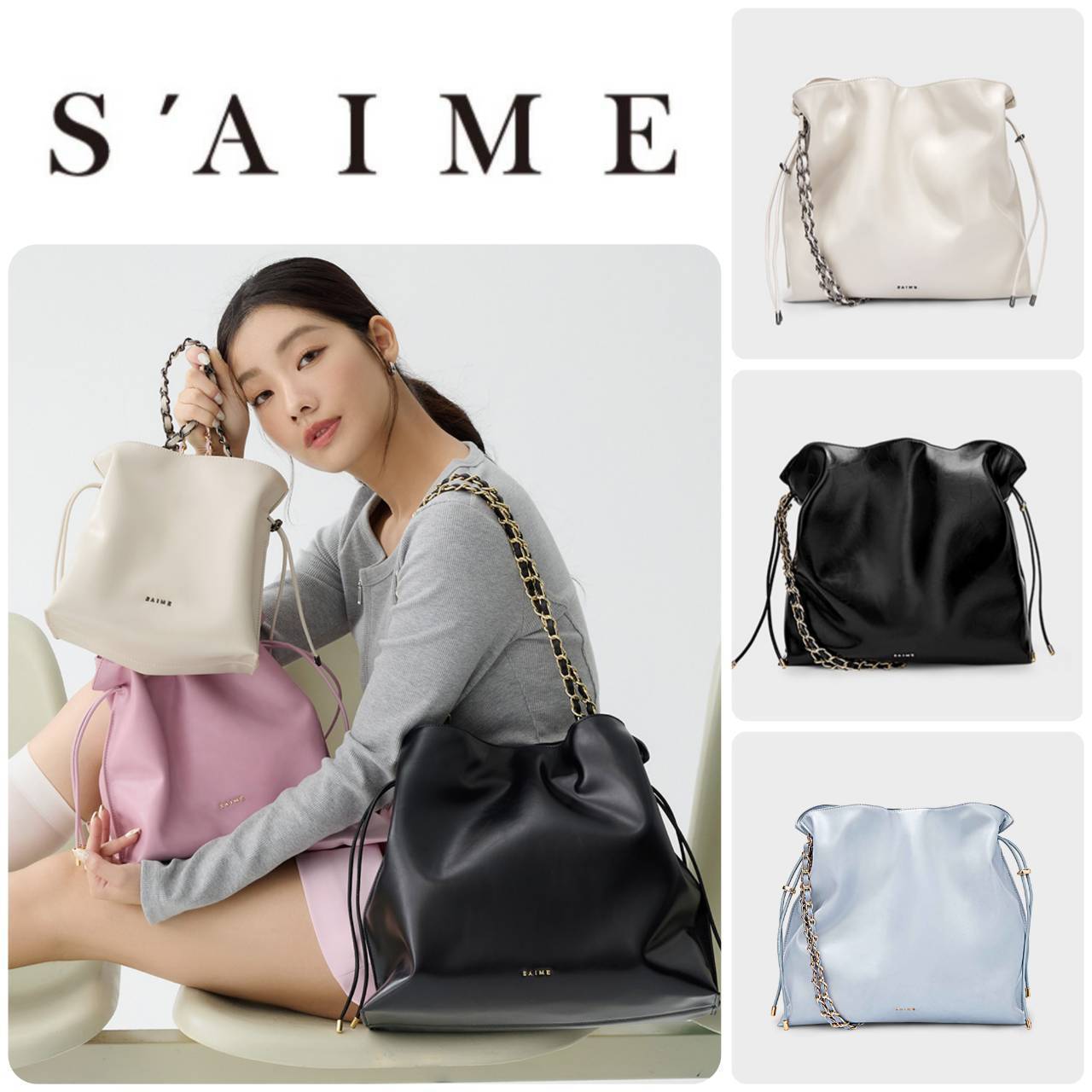 ■S'AIME■ラージフリル巾着バッグ(L)/送料込