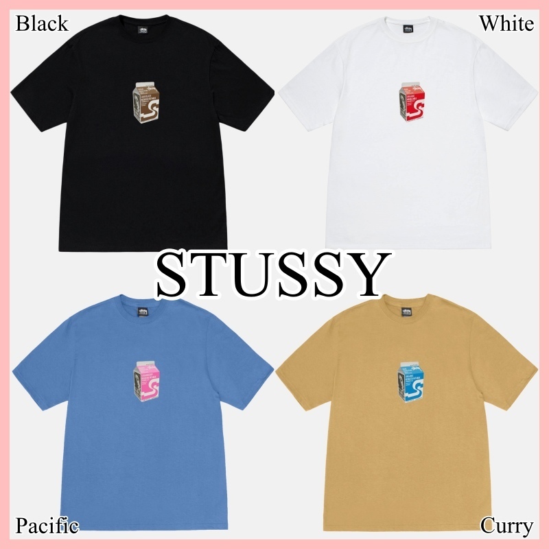 STUSSY MILK Tシャツ 半袖 Black White Pacific Curry 送料込み