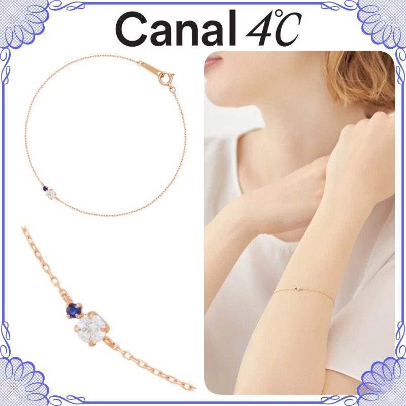大人気!! Canal 4℃ K10 ピンクゴールド シンプル ブレスレット