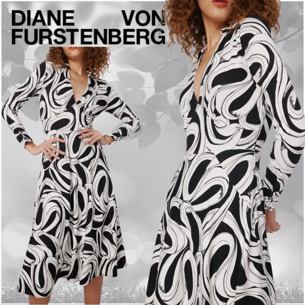 【関税込】DVF★オンもオフも大活躍♪上品 ライアン ドレス 白黒