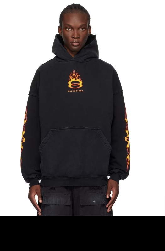 【残りわずか！】Balenciaga ブラック グラフィック フーディ
