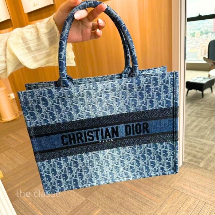 かわいい＊Dior Book Tote バッグ ミディアム/デニム/オブリーク