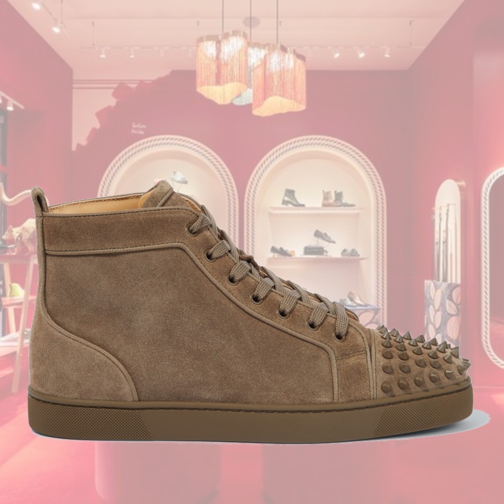Christian Louboutin Louis Junior スパイクスニーカー ブラウン