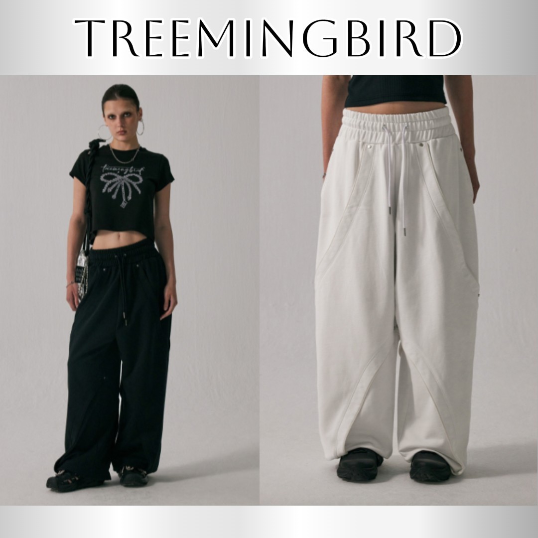 [TREEMINGBIRD]★Curved Piping Sweat Pants (2色)