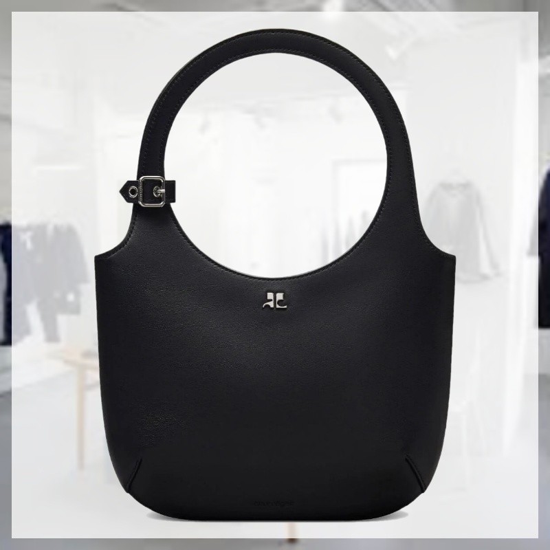 関税込 Courreges クレージュ レザー Holy バッグ 黒