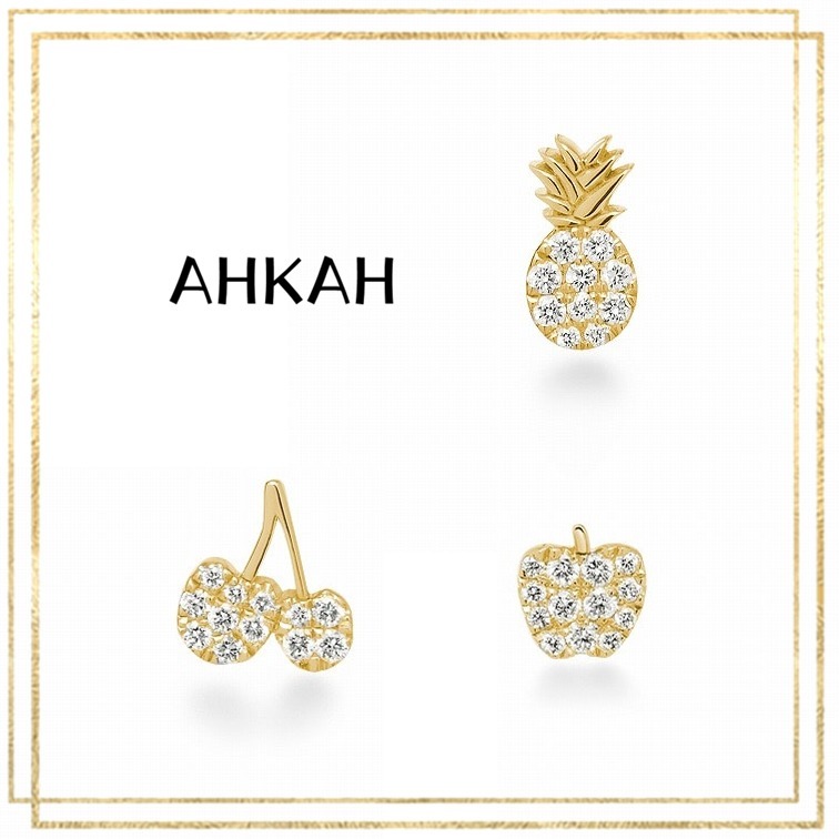 AHKAH アーカー ピアス フルーツ パヴェ 18K ダイヤ 果物 国内発