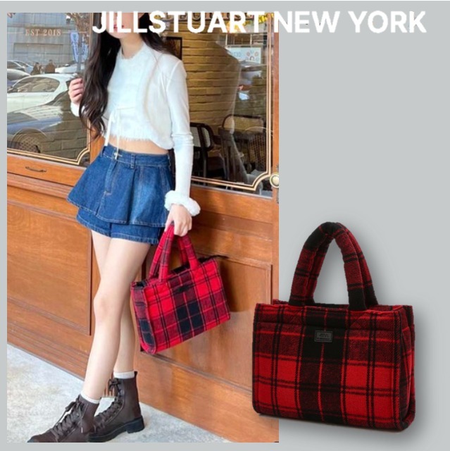 JILLSTUART★ケビンレッドチェックトートバッグ