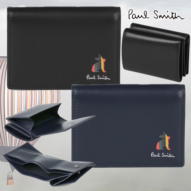 《すぐ届く》PaulSmith ブライトストライプラビット3つ折り財布