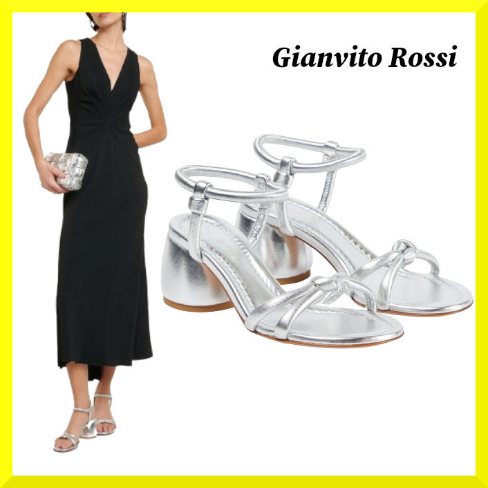 【関税込】GIANVITO ROSSI メタリックレザーサンダル Gianvito Rossi☆関税込☆カシスメタリックレザーサンダル