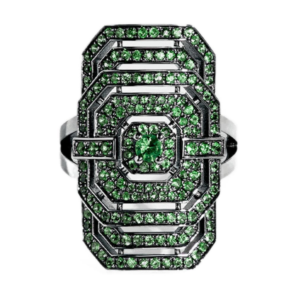 【関税込み】My Way ring in black silver and tsavorites