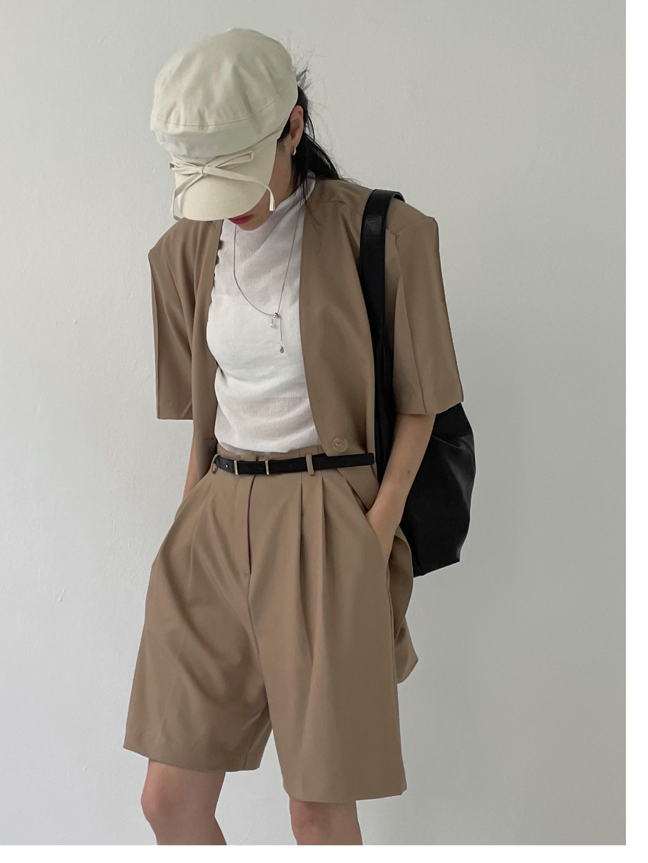 【INCHANT ME】Biche No Collar Half Overfit Jacket INCHANT ME】Biche No Collar Half Overfit Jacket (INCHANT ME