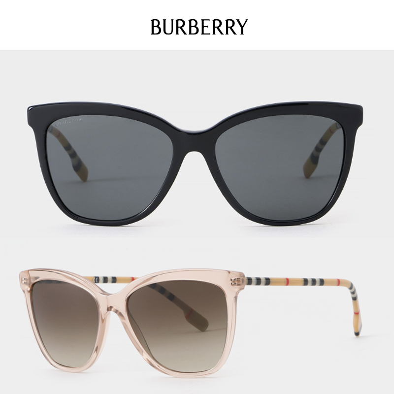 BURBERRY★BE4308 チェック テンプル オーバル サングラス