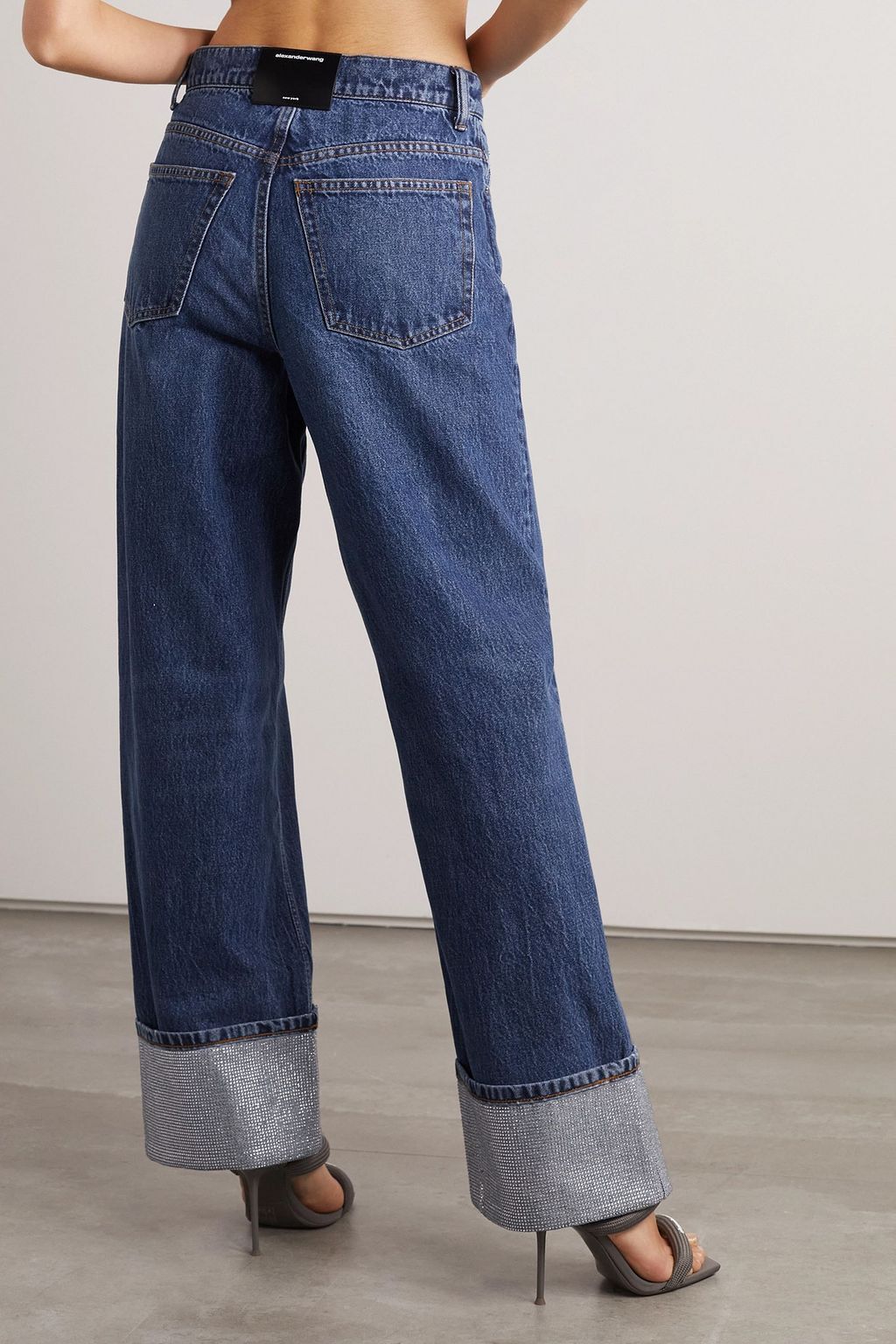 Alexander Wang★ハイライズ ワイドジーンズ クリスタル付き Alexander Wang☆クリスタル付き ハイライズ ワイドジーンズ