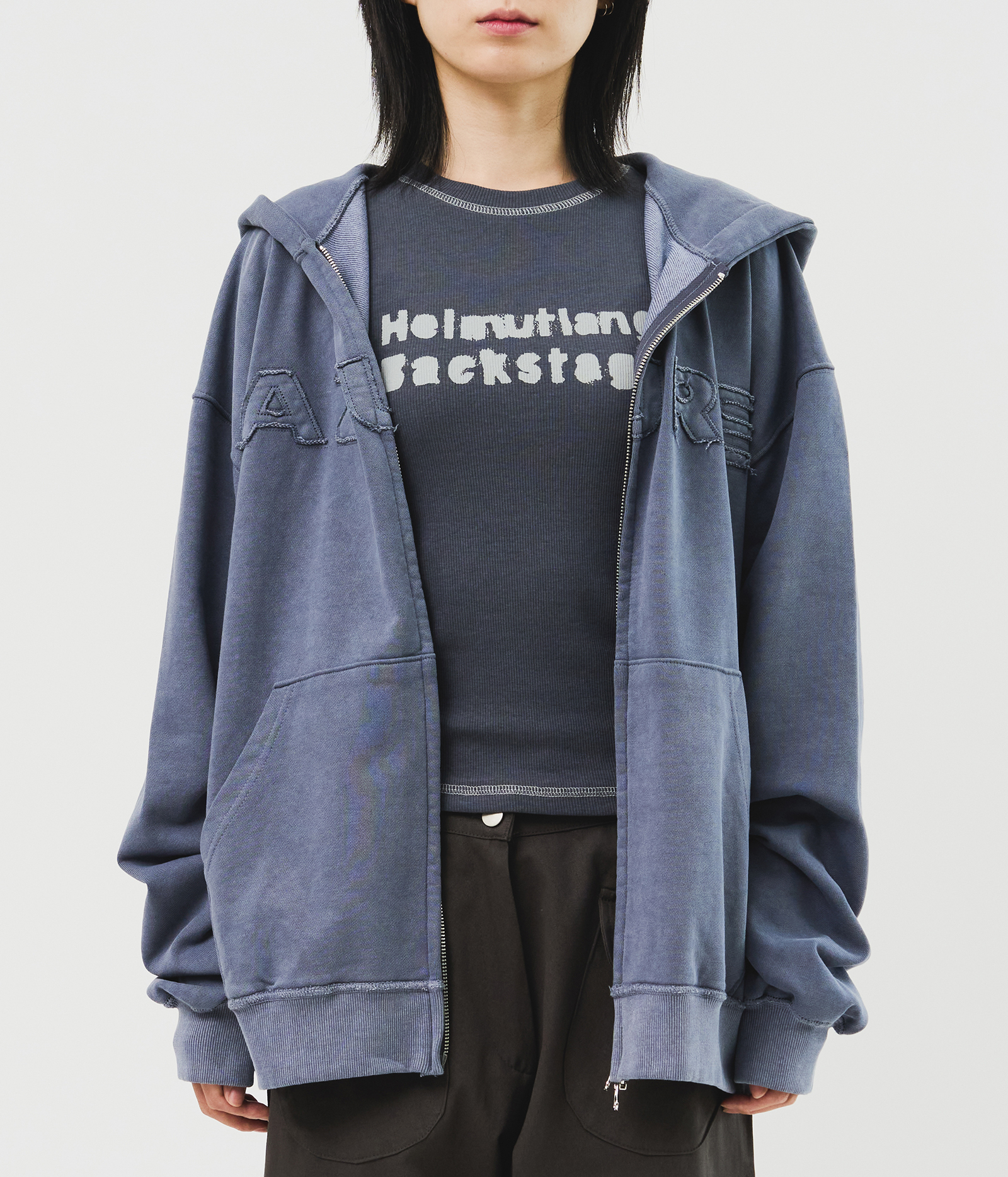 【HI FI FNK】Wood Pigment Zip Up HI FI FNK】Pigment Applique Hooded Zip Up (HI FI FNK
