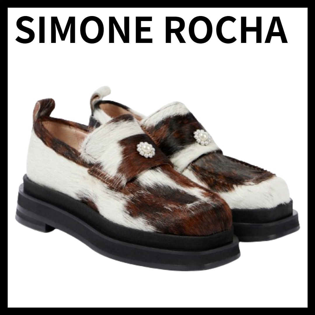 SIMONE ROCHA ハートトゥカーフヘア プラットフォームローファー