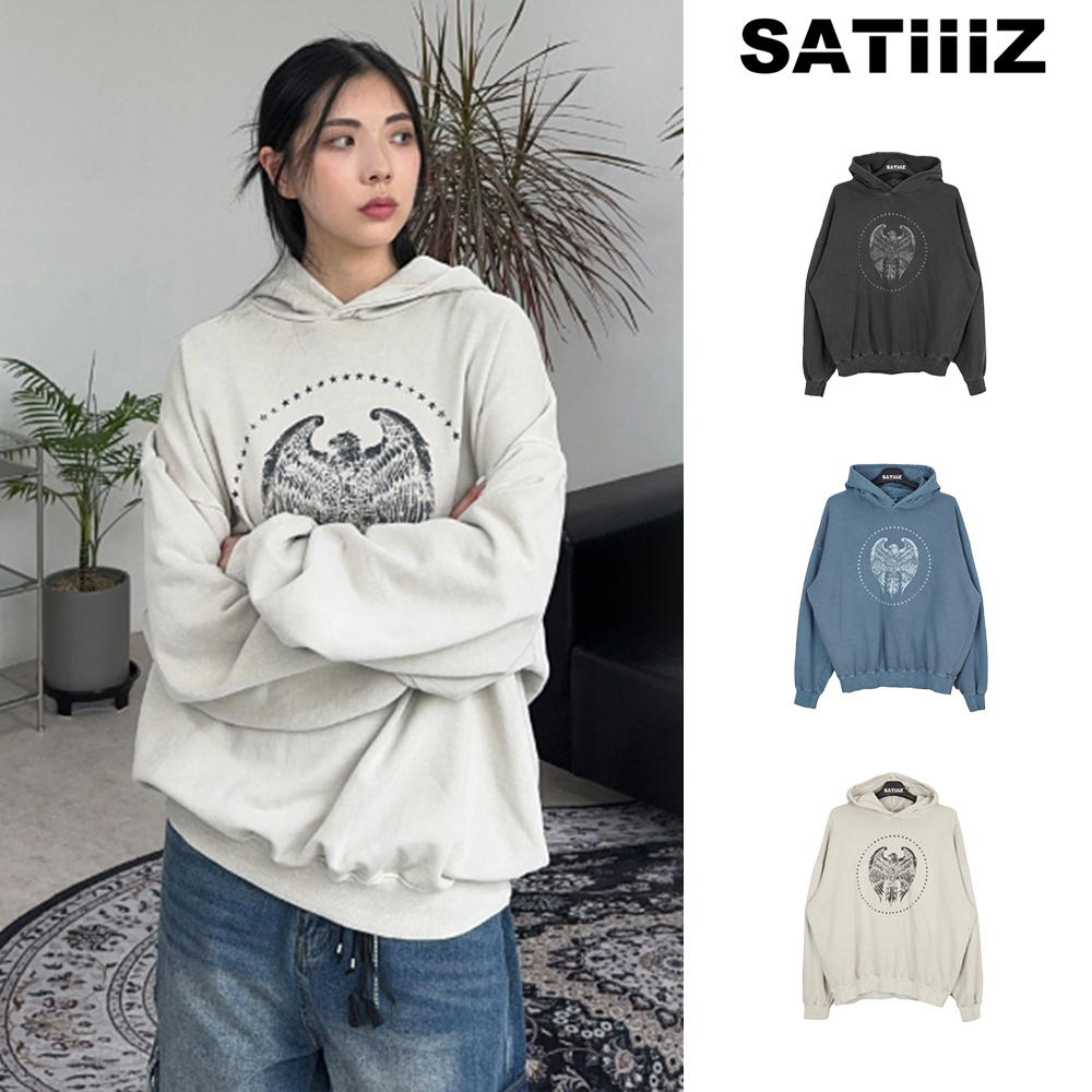 【SATIIIZ】Lesserton Pigment Printed Hoodie