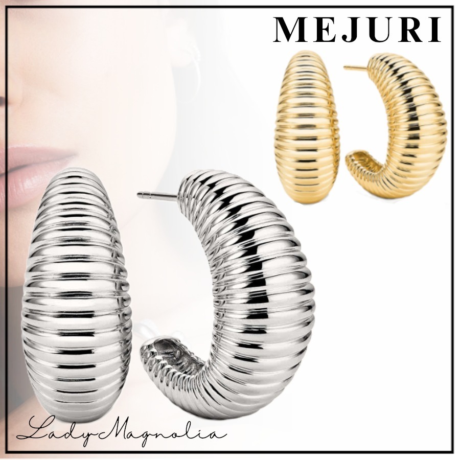【MEJURI】ドーム テクスチャ ラージ フープ ピアス 存在感◎