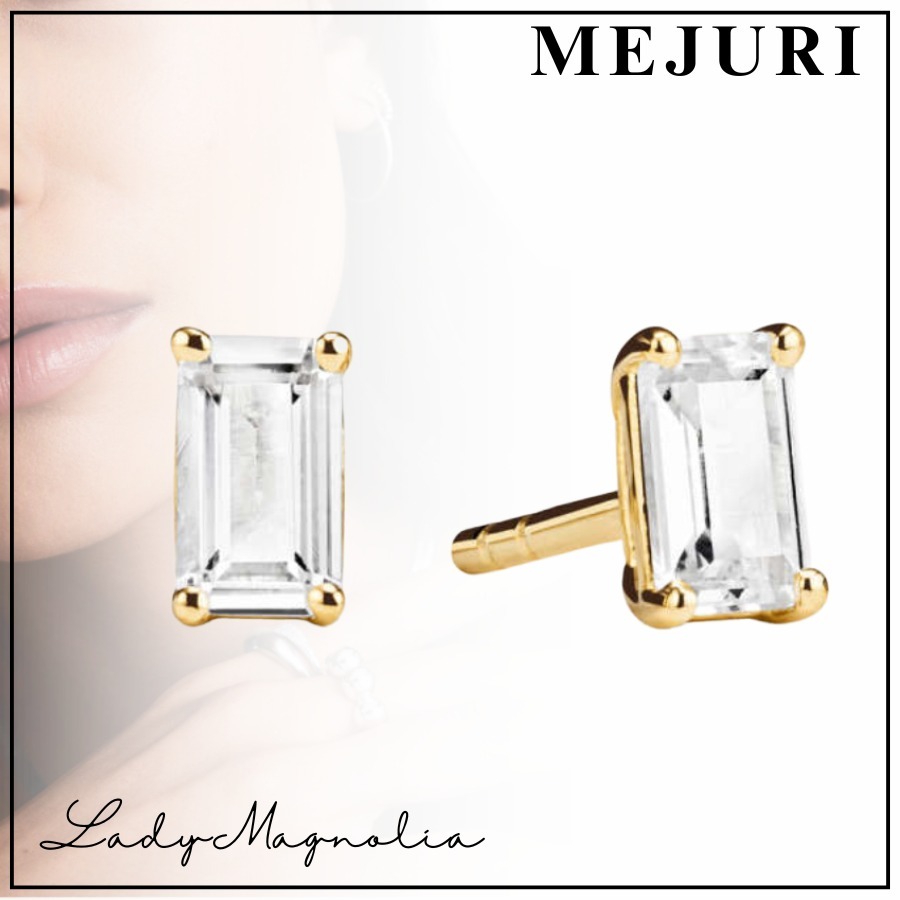 【MEJURI】新作★ サファイア エメラルドカットスタッド ピアス