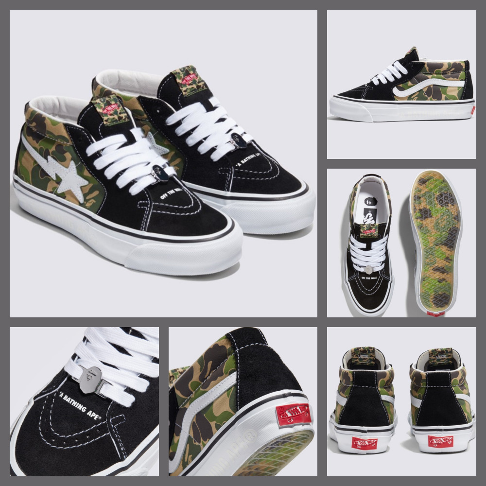 【Vans x BAPE】◆大人気◆Sk8-Mid Reissue 83 LX Black◆