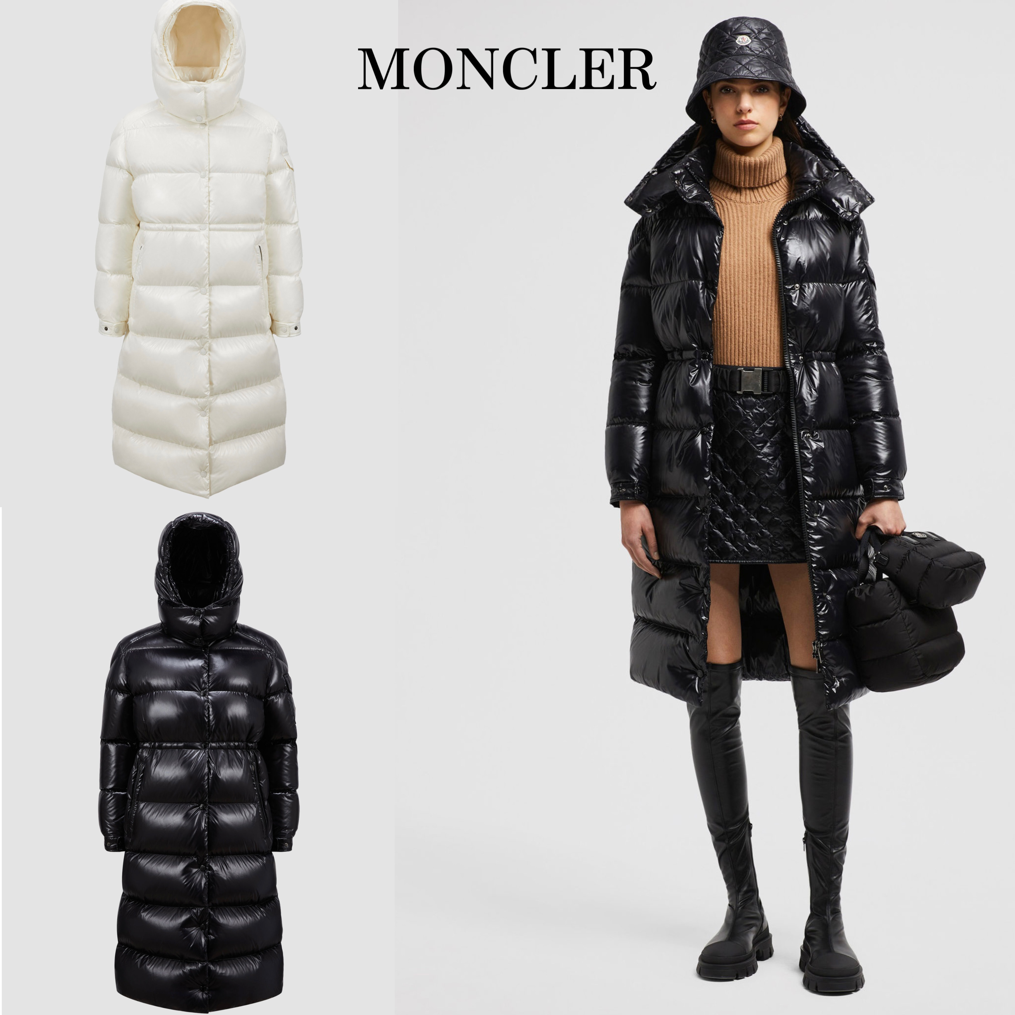 新作*MONCLER*CAVETTAZ ロングダウンジャケット フード付き