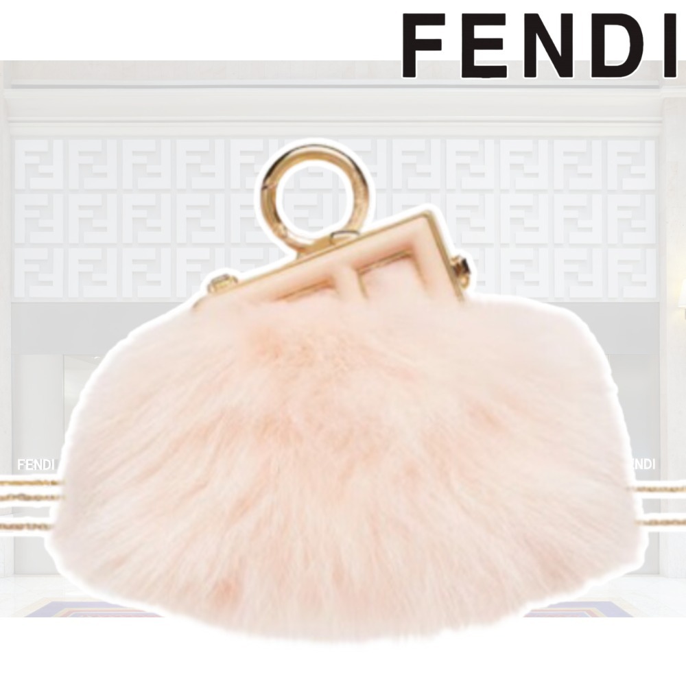 OUTLET【FENDI】PINK☆ファー Fモチーフ Nano バッグチャーム
