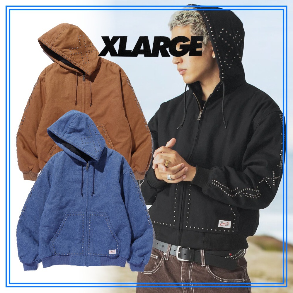 大人気 XLARGE XL STUDDED HOODED WORK JACKET フードのスタッズ