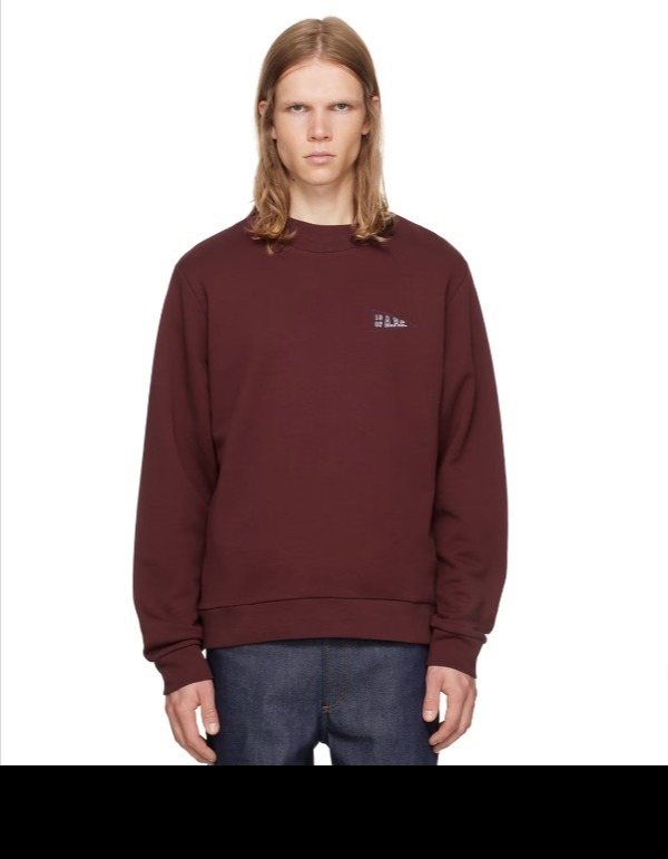 【人気！】A.P.C. バーガンディ ロゴプリント スウェットシャツ