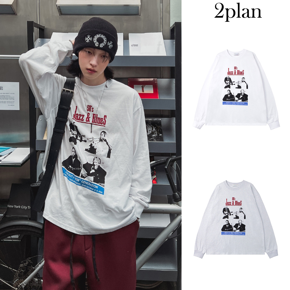 【2plan】Blues Print Long Sleeve T-shirt