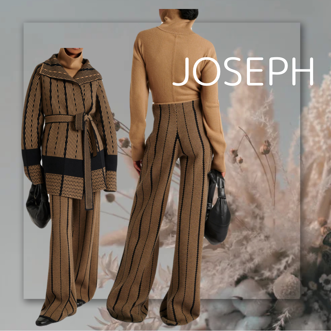 JOSEPH★ Chevron wool jacquard straight pants