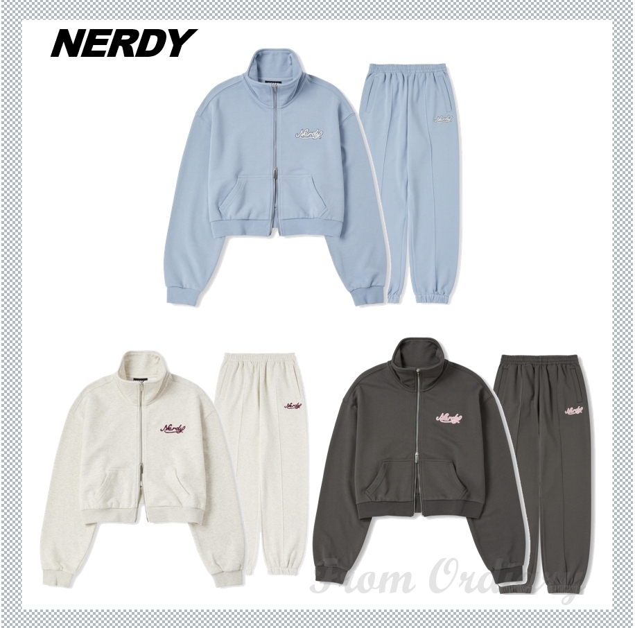 [NERDY]Women's Logo Crop Sweat Zip-Up Set★人気★