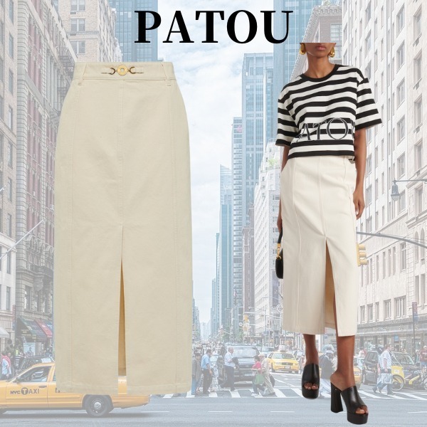 ☆関税込み☆【PATOU】デニム スリット ミディスカート