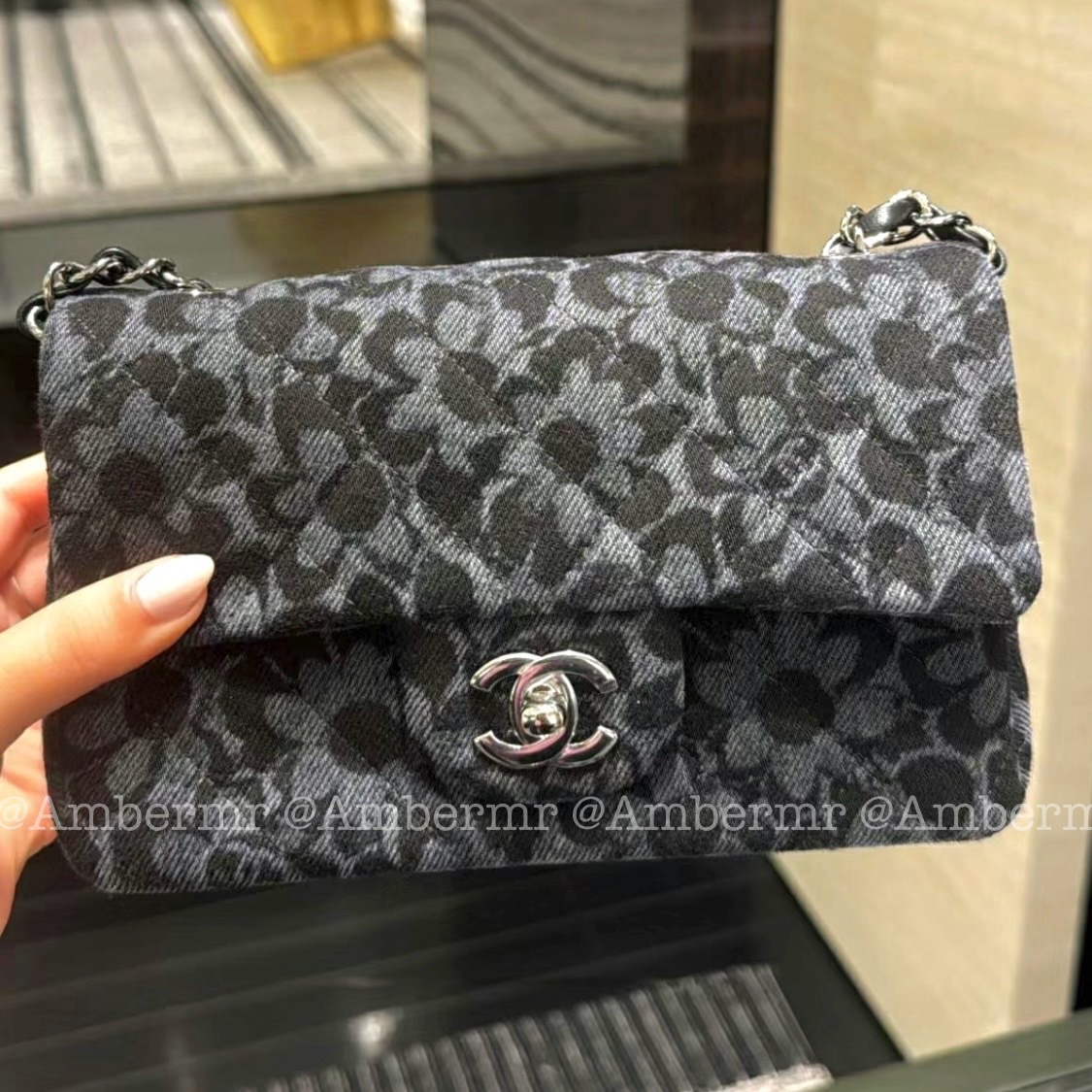 24B CHANEL CCロゴ プリントデニム ミニフラップバッグ