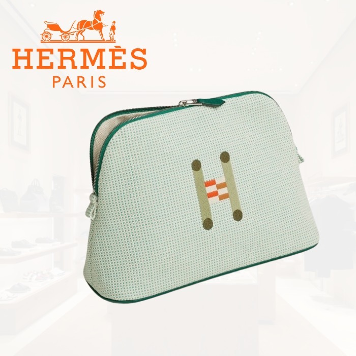 【HERMES】ポーチ 刺繍入り 《Bolide Crazy H》Medium model