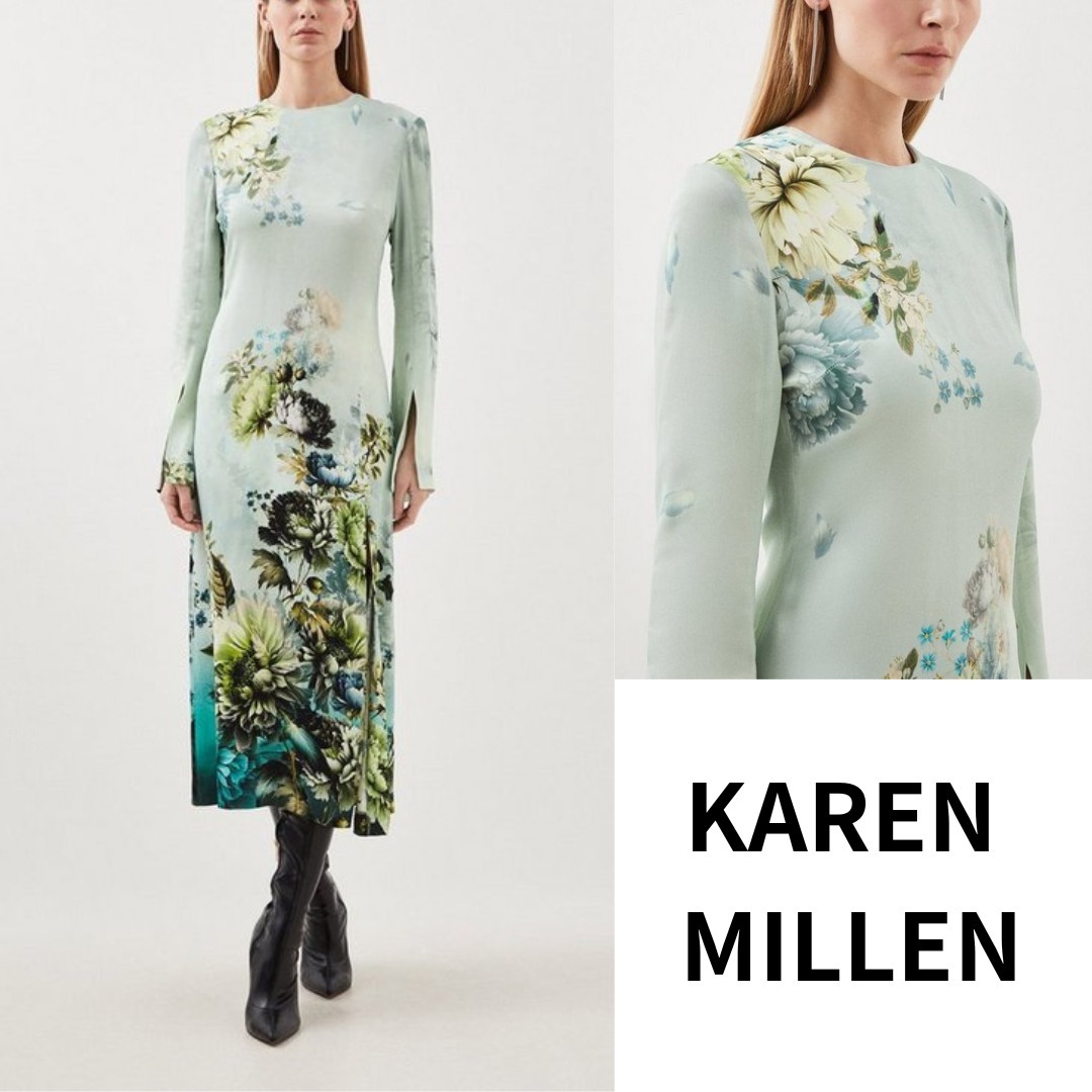 KAREN MILLEN■ローラル ビスコース サテンドレス