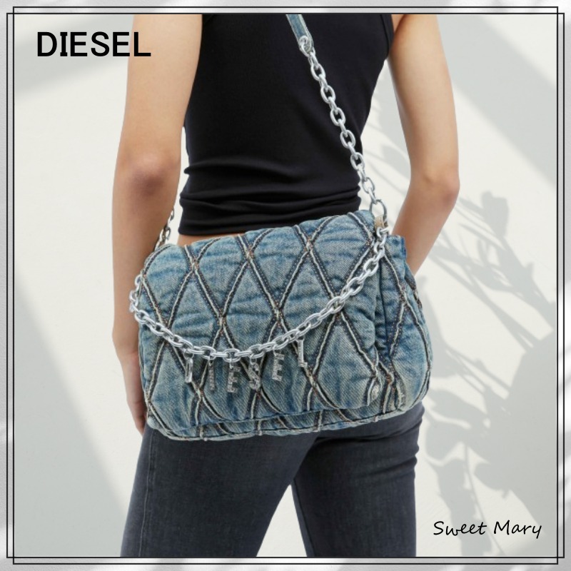 DIESEL☆チャームD ミディアム デニム ショルダーバッグ♪送料込