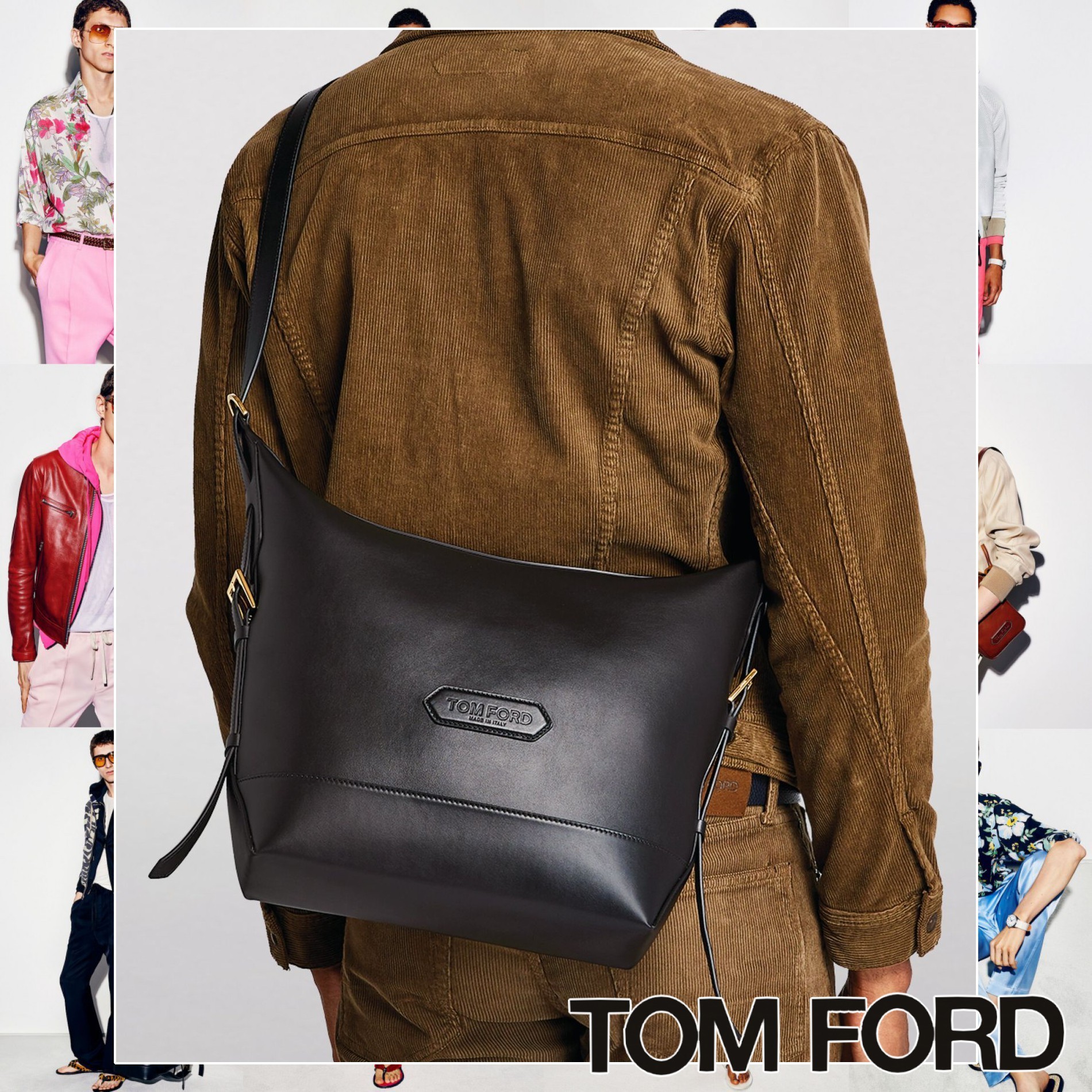TOM FORD ブランドロゴ レザー ショルダーバッグ ブラック