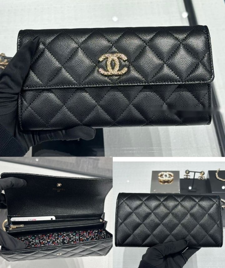 内側の安全ピン柄が可愛い 大容量収納が嬉しい CHANEL 長財布
