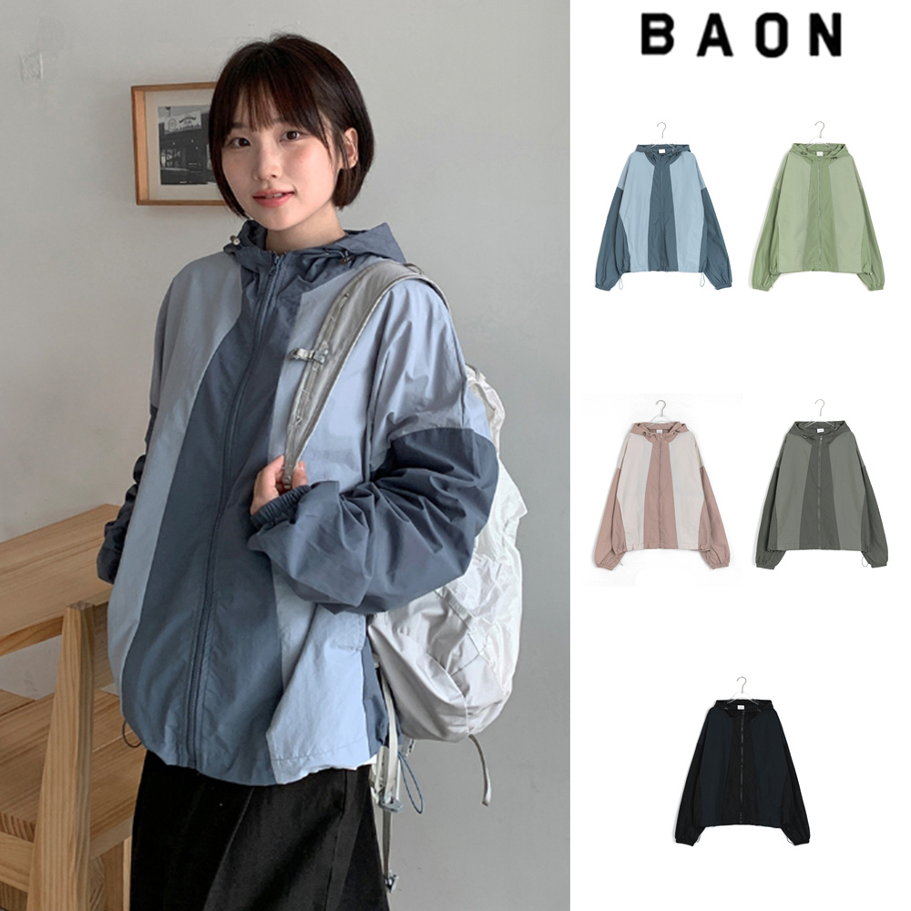 【BAON】[unisex] Netijyu String Color Over Hood Wind Jacket