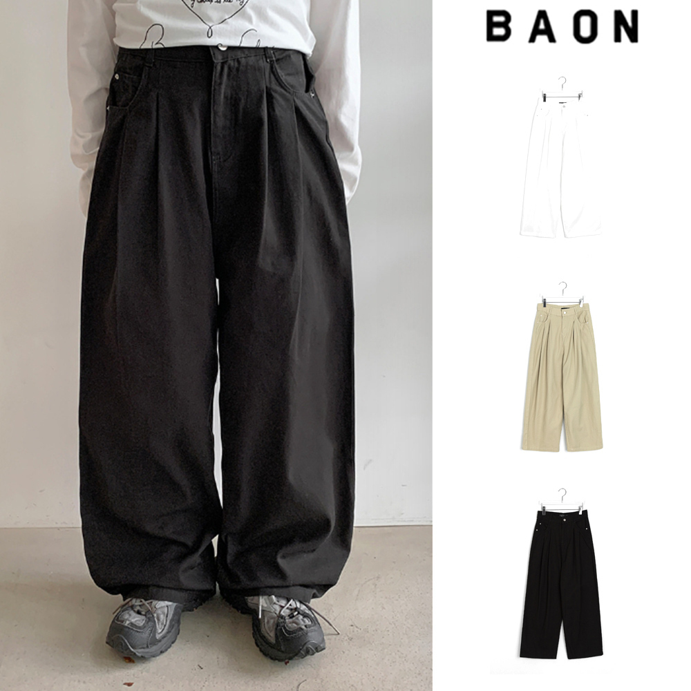 【BAON】Delnity pintuck wide cotton pants