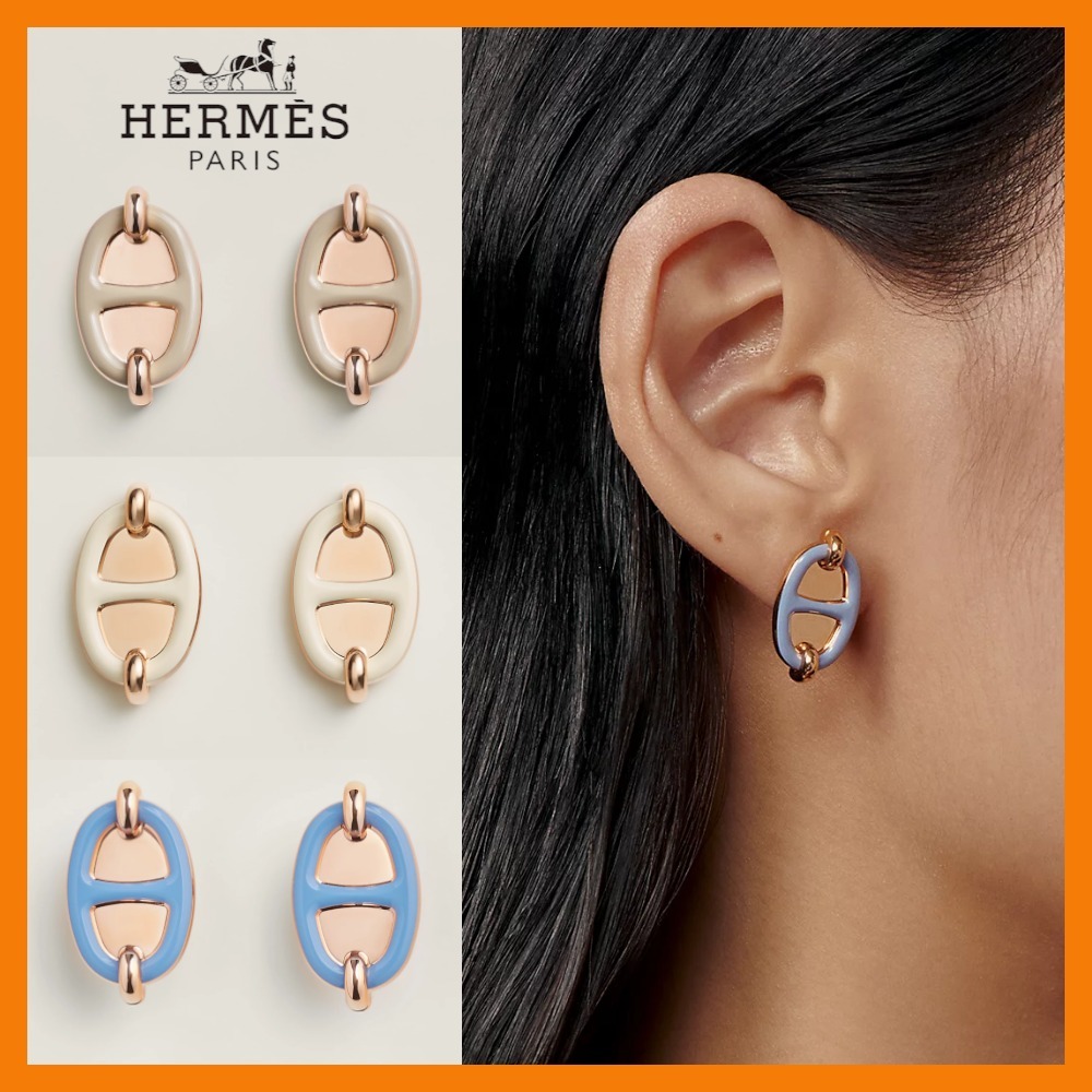 【パステルカラーもオシャレ★】HERMES★≪MiniMaillon≫ピアス