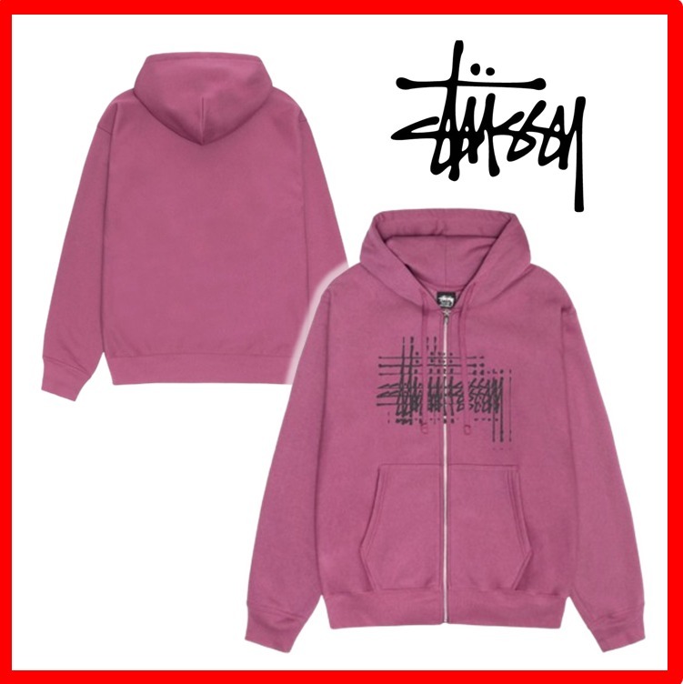 ★韓国の人気★【Stussy】★REFRACTED ZIP HOODI.E★BERRY