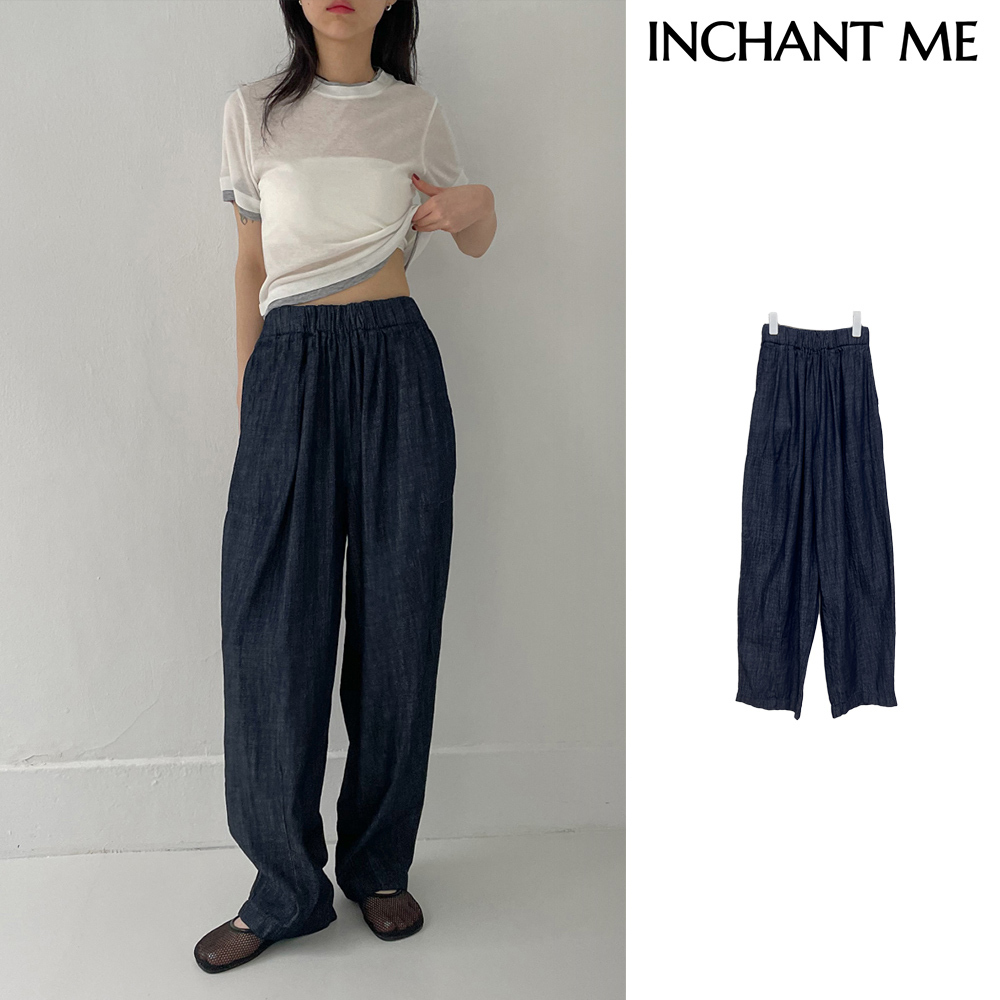 【INCHANT ME】Oshi indigo banding wide pants