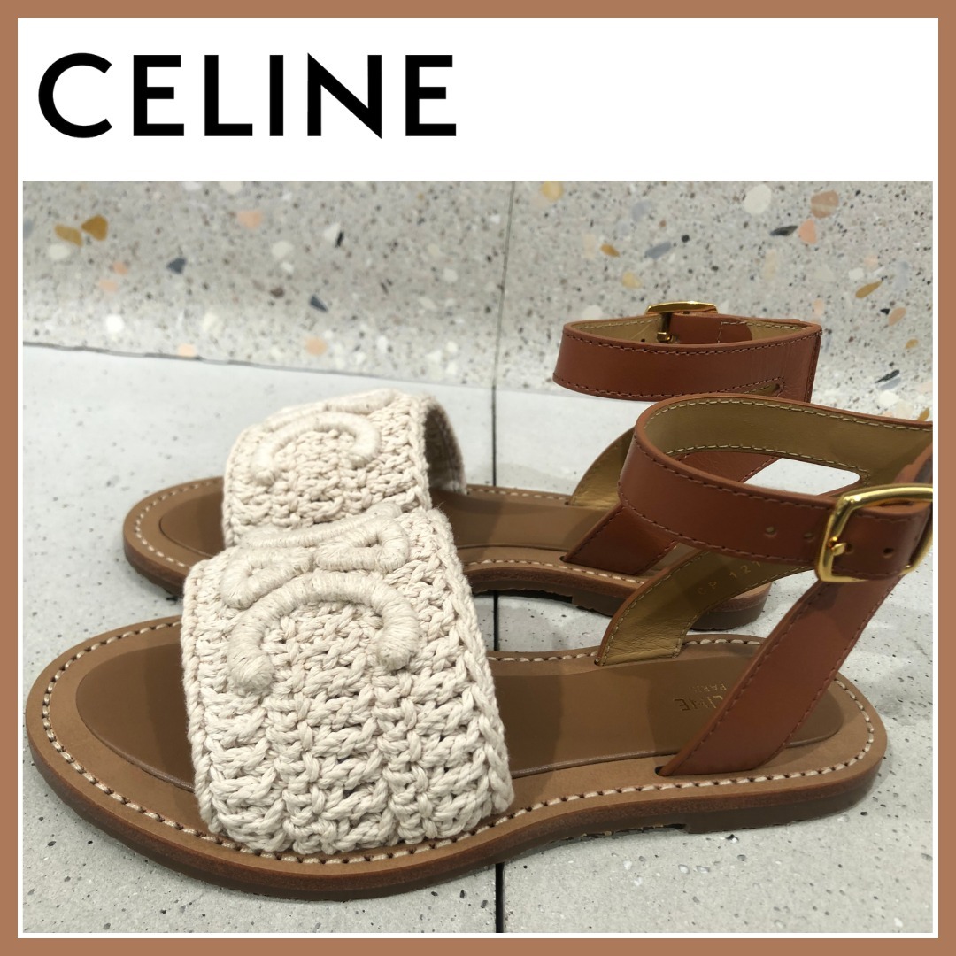 【CELINE】リンピア サンダル トリオンフ コットン カーフスキン