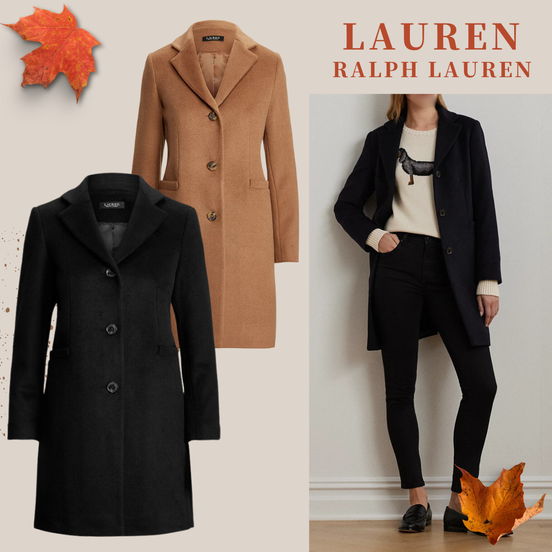 NEW【LAUREN RALPH LAUREN】テーラード風 ウール混 ミドルコート