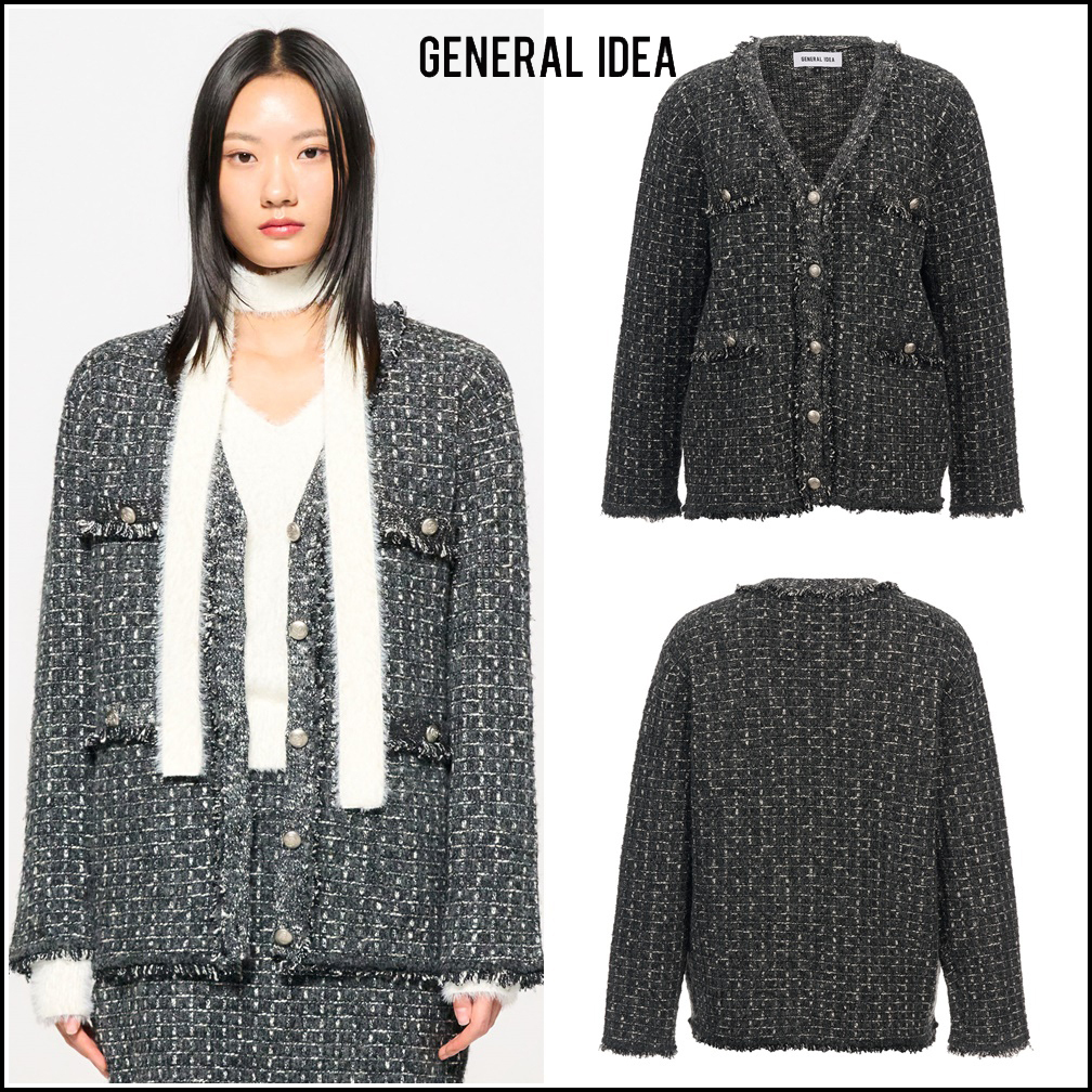 【GENERAL IDEA】ルーズフィット Wool Knit Tweed ジャケット