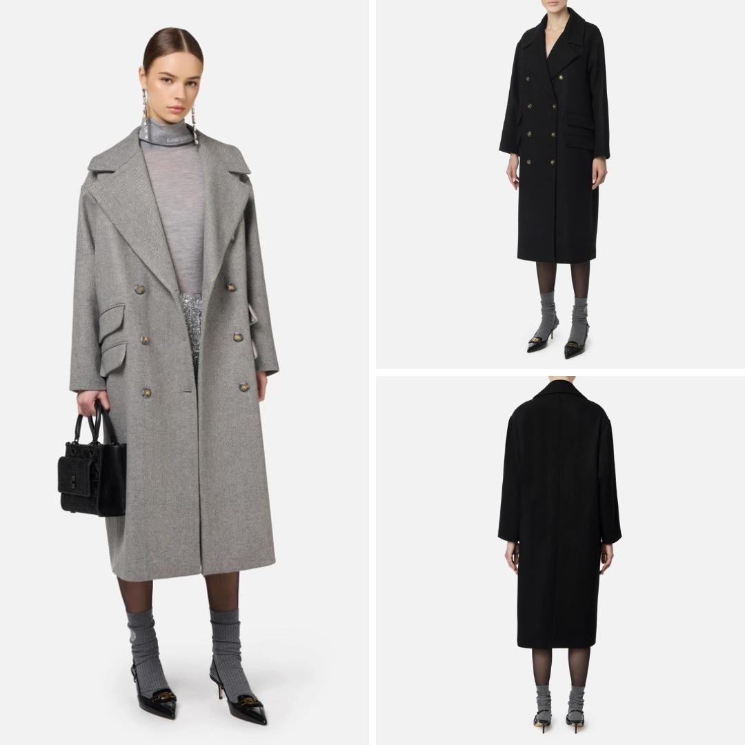 《送料無料》 Elisabetta Franchi Oversizeddoublebreasted coat